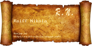 Reiff Nikola névjegykártya